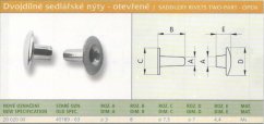 Dvojdílný nýt sedlářský (40789-63) 3x8 mm lesklý