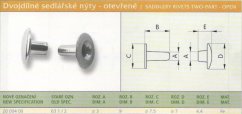 Dvoudílný nýt sedlářský otevřený (63 1/2) 3x9 mm zlatý