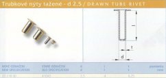 Tažený nýt kuželový 2,5x4 mm Lesklý