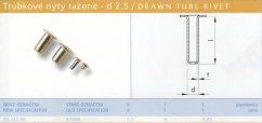 Tažený nýt kuželový 2,5x6 mm Lesklý