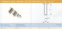 Tažený nýt kuželový 2,5x5,5 mm Lesklý