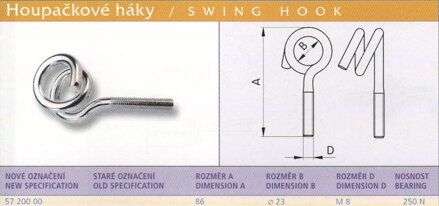 Houpačkový hák M8-86 Pozink