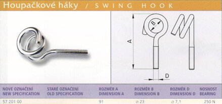 Houpačkový hák do dřeva - 91 Pozink