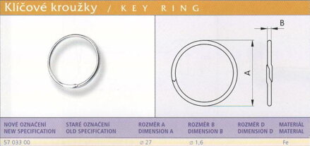Klíčový kroužek vel. 27 ponikl