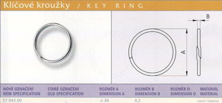 Klíčový kroužek pevnostní vel. 34 Ponikl