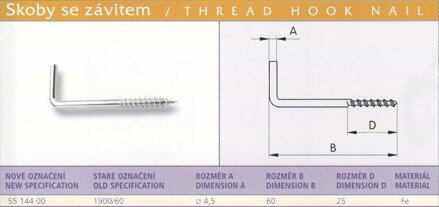 Skoba se závitem (1900/60) vel. 60 Pozink