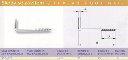 Skoba se závitem (5514/60) vel. 60 Pozink