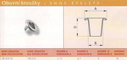 Obuvní kroužek (140 Z krátký) 7x5 mm Černý 