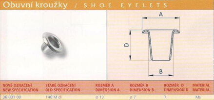Obuvní kroužek (140 M dlouhý) 7x7 mm MS Ponikl