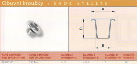 Obuvní kroužek (130 M normální) 5,5x5 mm MS Ponikl