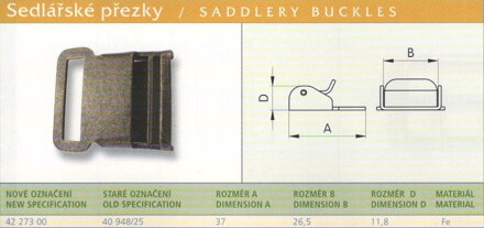 Sedlářská přezka se západkou (40948/25) vel. 25 Stará měď