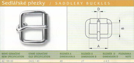 Sedlářská přezka nesvařovaná (2422/40) vel. 40 ponikl