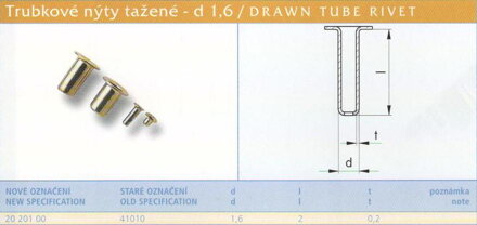 Tažený nýt kuželový 1,6x2 Lesklý