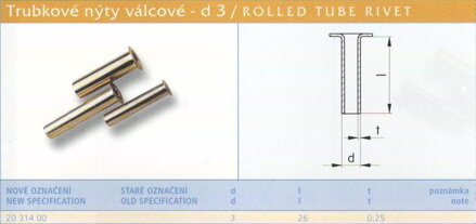 Trubkový nýt 3x26 mm Lesklý