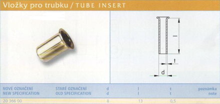 Vložka pro trubku 8x13 mm Lesklá