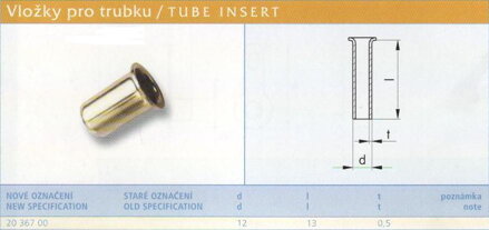 Vložka pro trubku 12x13 mm Lesklá
