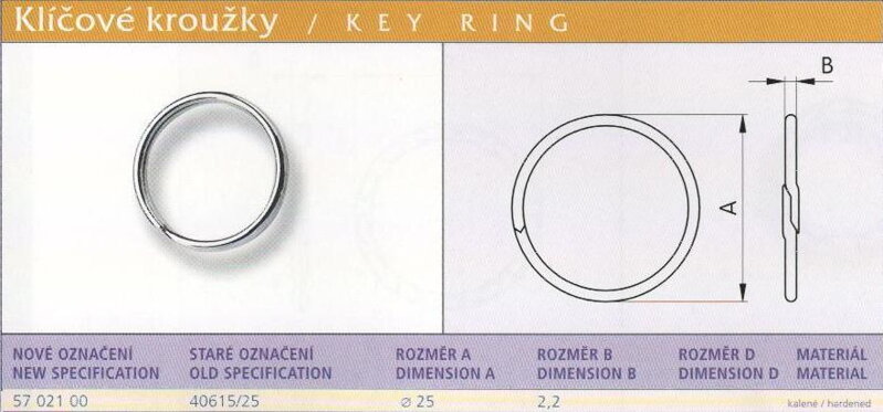 Klíčový kroužek (40615/25) vel. 25 Stará mosaz 