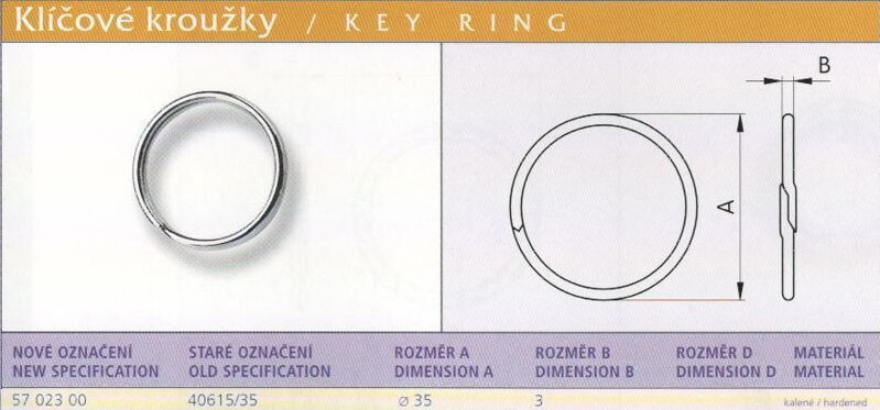 Klíčový kroužek (40615/35) vel. 35 Ponikl