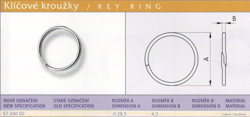 Klíčový kroužek pevnostní vel. 28 Ponikl