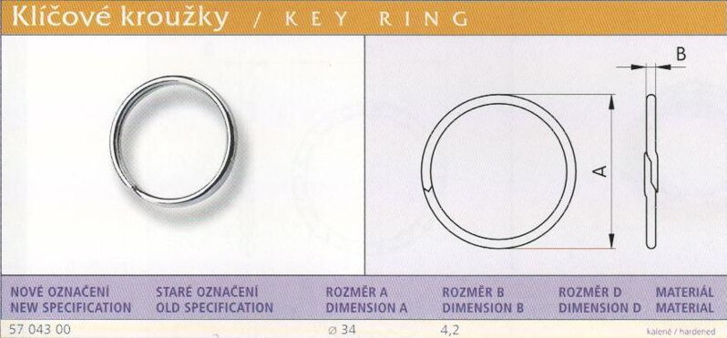Klíčový kroužek pevnostní vel. 34 Ponikl