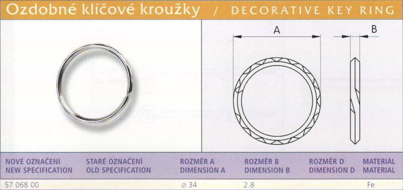Ozdobné klíčové kroužky vel. 34
