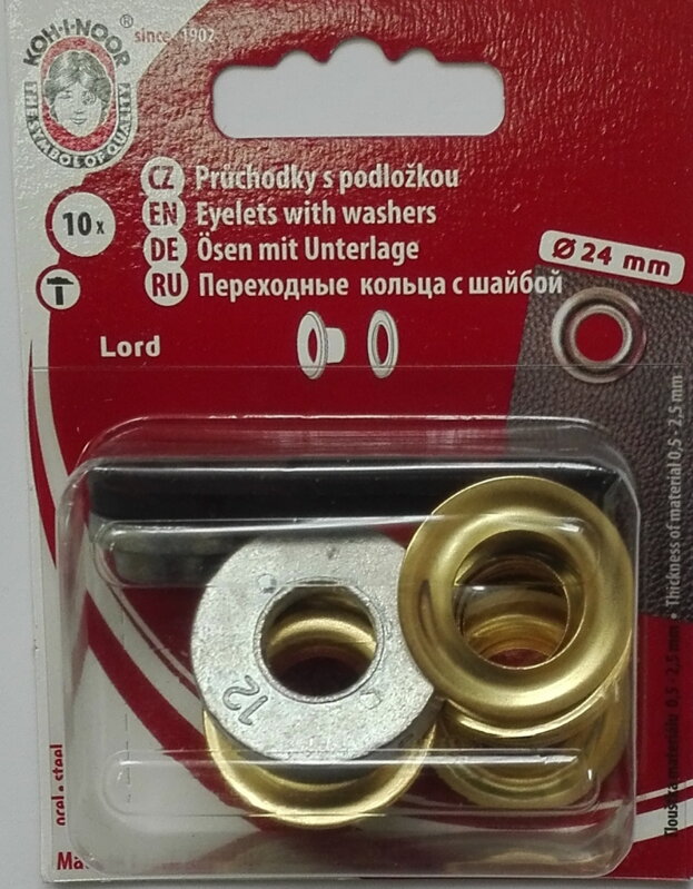 Průchodky s podložkou 12x5x24 FE/mosaz