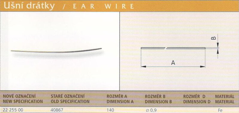 Ušní dráty surové