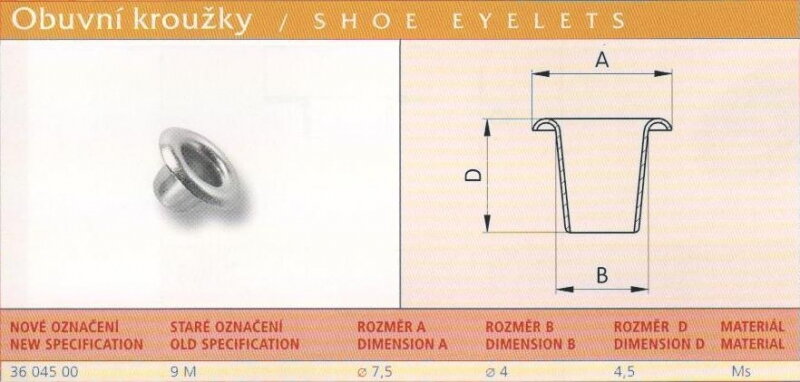 Obuvní kroužek (9 M) 4x4,5 mm MS ponikl