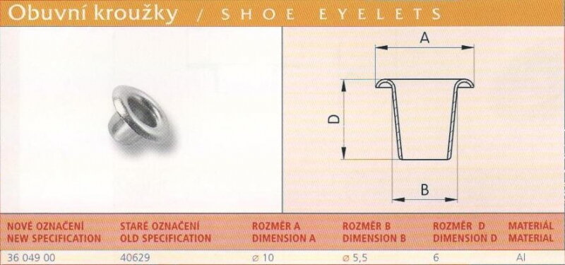 Obuvní kroužek hliník (40629) 5,5x6 mm 