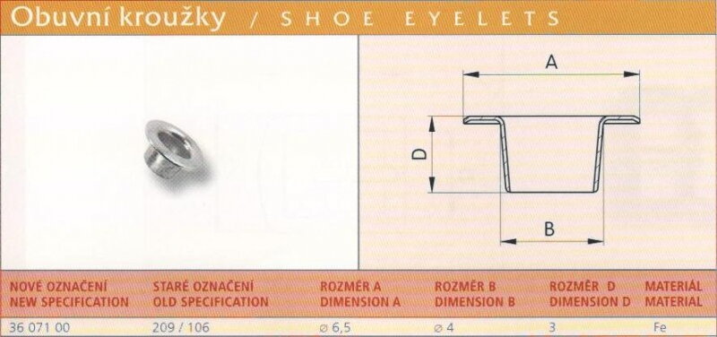 Obuvní kroužek tzv. slepý (209/106) 4x3 mm Ponikl