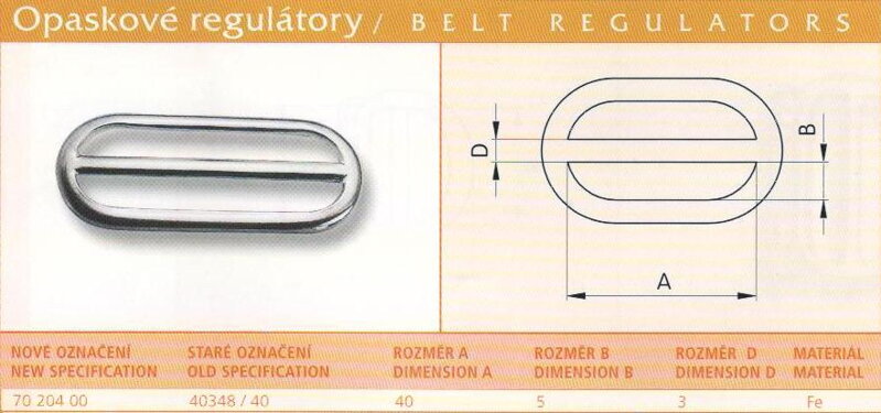 Opasková přezka - regulátor (40348/40) vel. 40 Ponikl