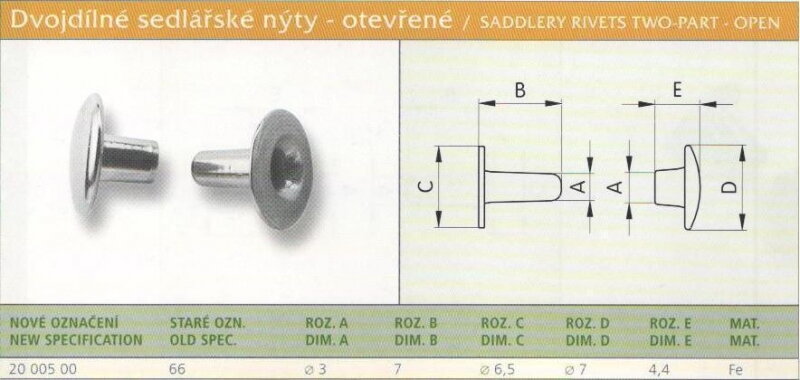 Dutý nýt (66) 3x7 mm Bílý (RAL 9003)