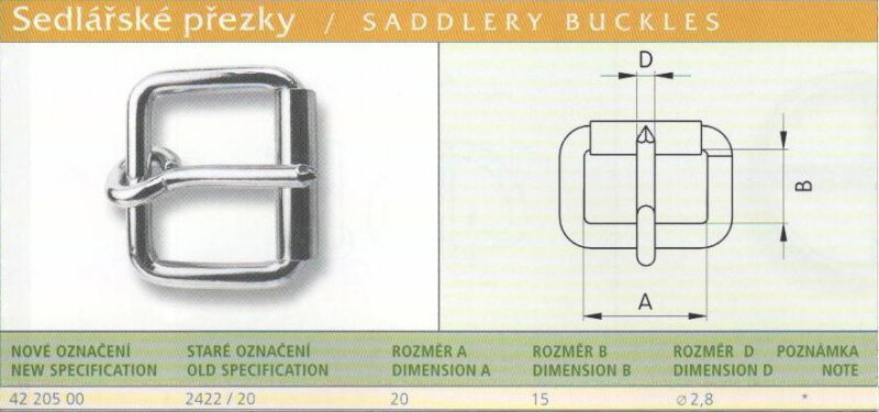 Sedlářská přezka svařovaná (2422/20) vel. 20 St. mosaz