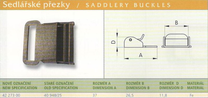 Sedlářská přezka se západkou (40948/25) vel. 25 Stará měď