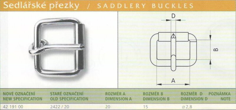 Sedlářská přezka nesvařovaná (2422/20) vel. 20 černá