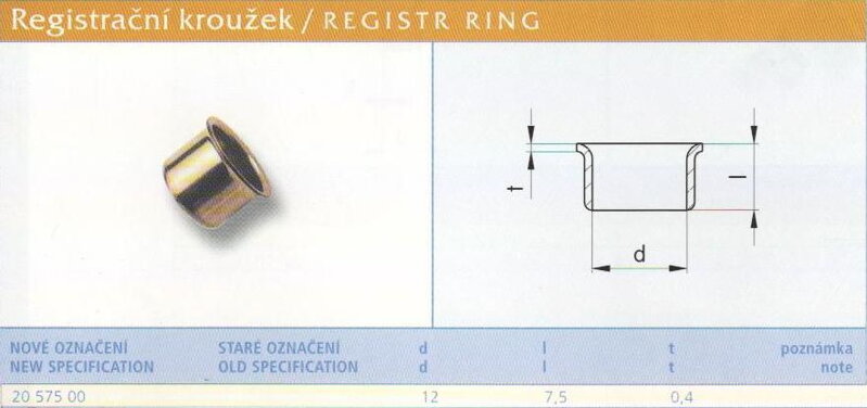 Registrační kroužek vel. 12 Lesklý
