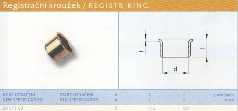 Registrační kroužek vel. 8 Lesklý