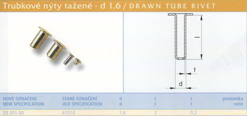Tažený nýt kuželový 1,6x2 Lesklý