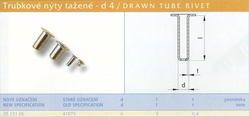 Tažený nýt 4 x 5,5 mm Lesklý
