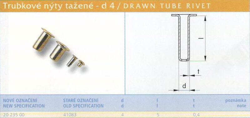 Tažený nýt kuželový 4x5 Lesklý