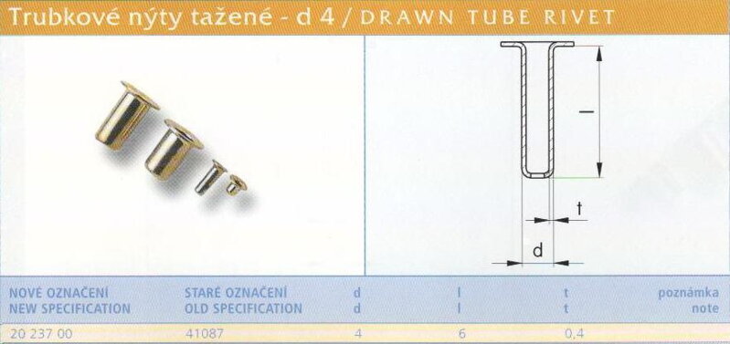 Tažený nýt kuželový 4x6 Lesklý