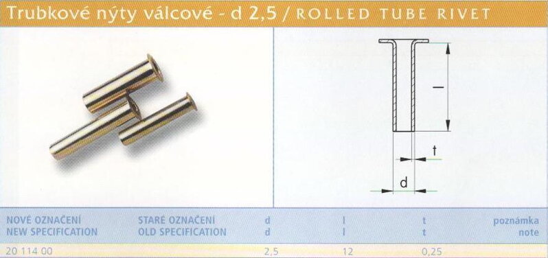 Trubkový nýt 2,5x12 mm Lesklý