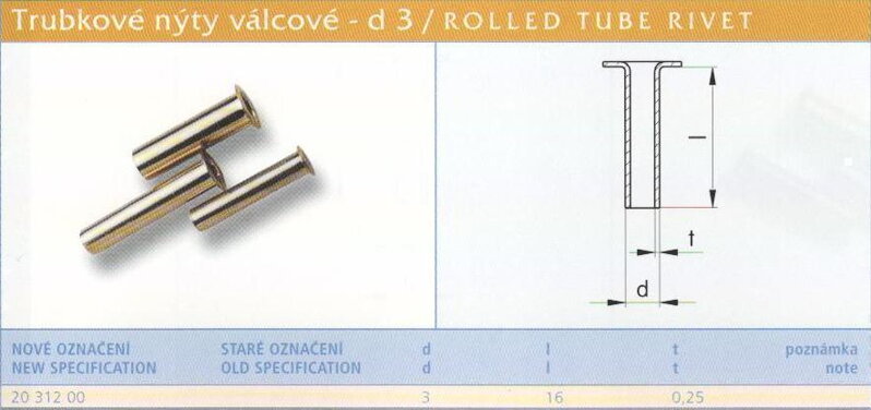 Trubkový nýt 3x16 mm Lesklý