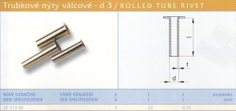 Trubkový nýt 3x22 mm Lesklý
