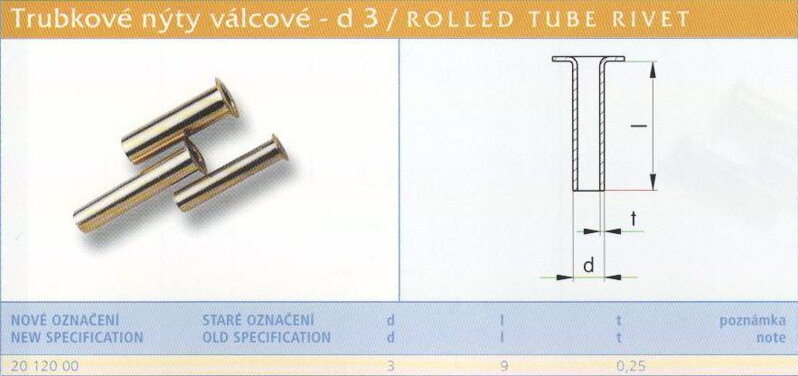 Trubkový nýt 3x9 mm Lesklý