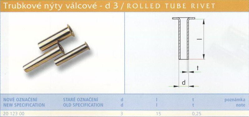 Trubkový nýt 3x15 mm Lesklý