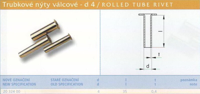 Trubkový nýt 4x35 mm Lesklý