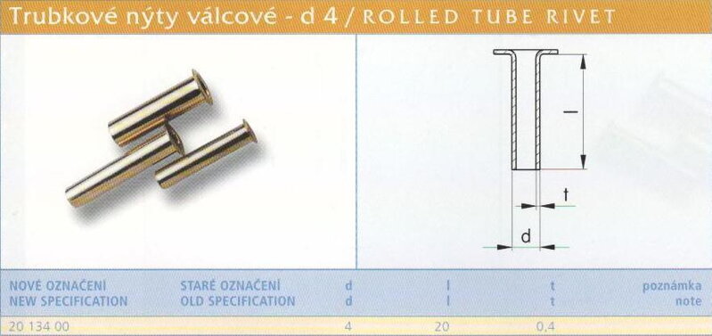 Trubkový nýt 4x20 mm Lesklý